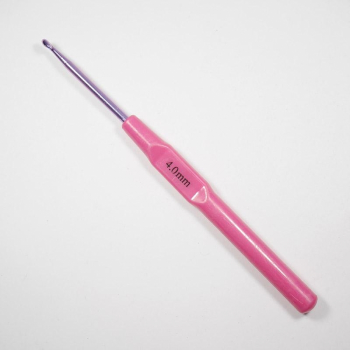 Крючок для вязания с пласт. ручкой STAR №4,0, 14см (алюминий)