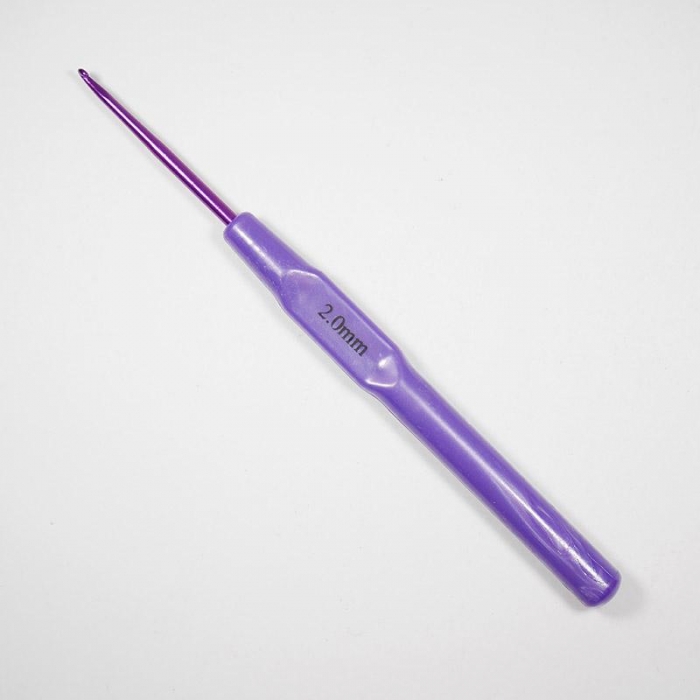 Крючок для вязания с пласт. ручкой STAR №2, 0, 14см (алюминий)