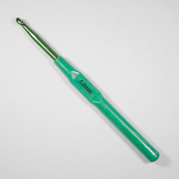 Крючок для вязания с пласт. ручкой STAR №5,0, 14см (алюминий)