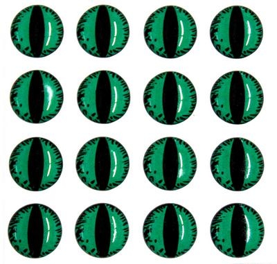 Глазки на клеевой основе 14мм зеленый 26652