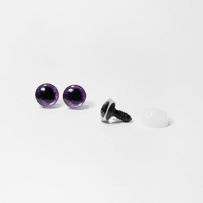Глазки с искоркой 12мм фиолетовый (А1)
