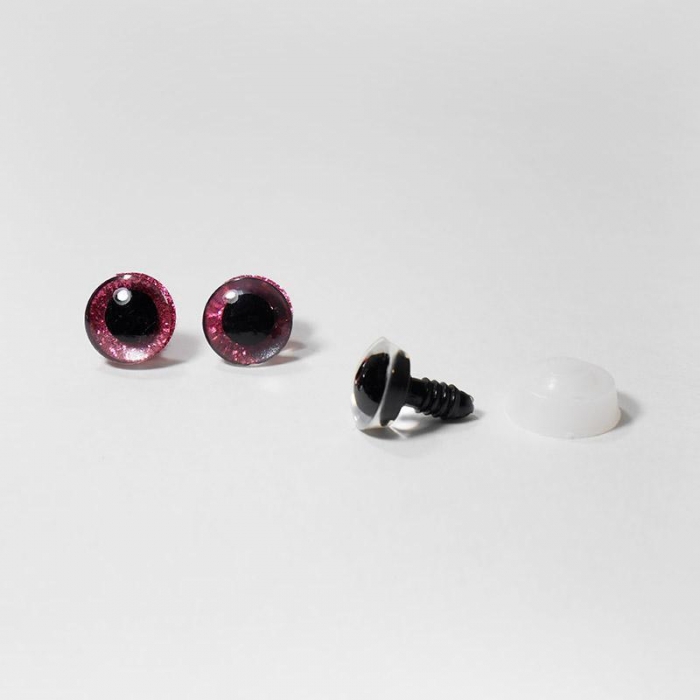Глазки с искоркой 20мм розовый (А1)