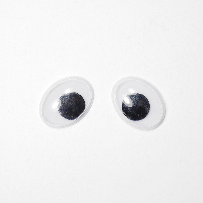 Глазки бегающие 15х20мм овал б/ресн клеев (черный) (О2)