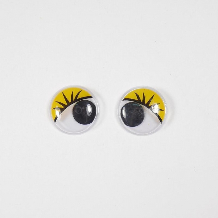 Глазки бегающие клеевые с ресн. 7мм желтый (О2)