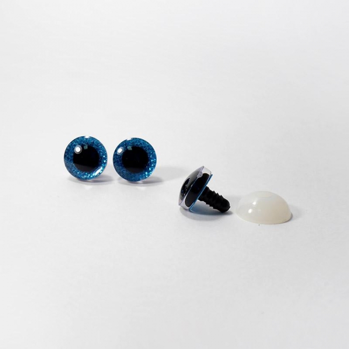 Глазки с искоркой 12мм голубой (А1)