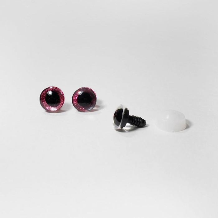 Глазки с искоркой 12мм розовый (А1)