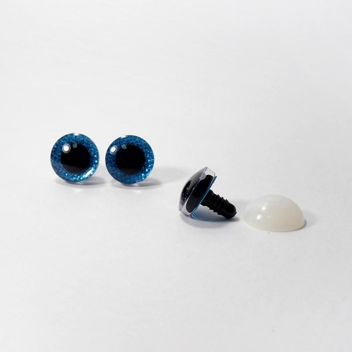 Глазки с искоркой 16мм голубой (А1)