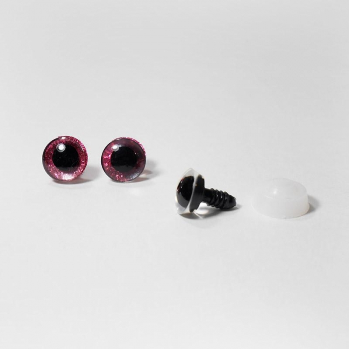 Глазки с искоркой 16мм розовый (А1)