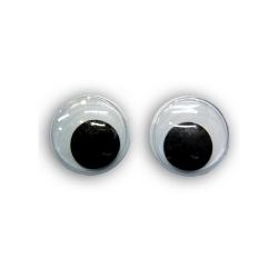 Глазки бегающие клеевые 12мм черный, (О2)